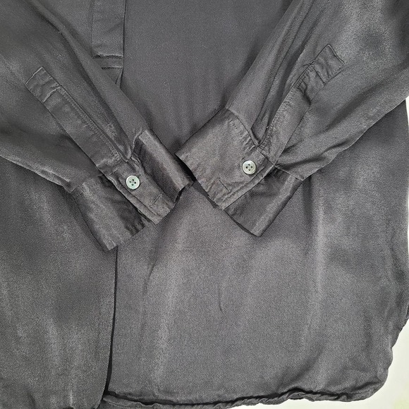 Rails Reiss Satin Popover Top Half Button Long Sleeve Crepe Slate Gray Large - Picture 10 of 14